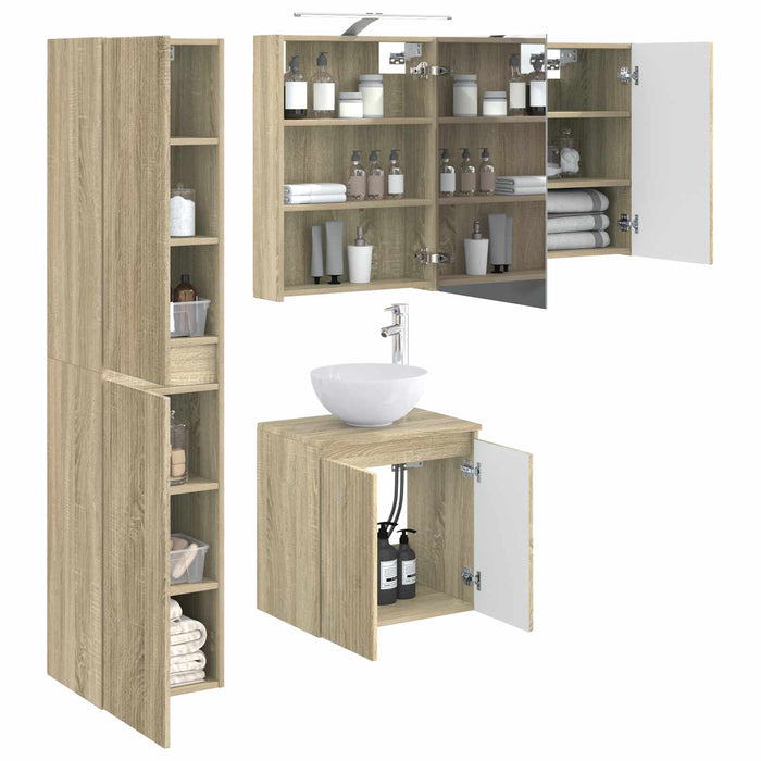 Set dulap baie 5 pcs Stejar Sonoma 50 x 14,5 x 70 cm WALTI