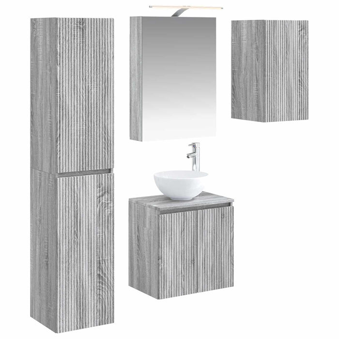 Set dulap baie 5 pcs Sonoma gri 50 x 14,5 x 70 cm WALTI