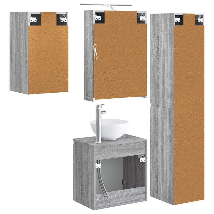 Set dulap baie 5 pcs Sonoma gri 50 x 14,5 x 70 cm WALTI