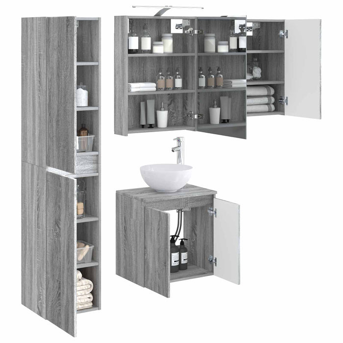 Set dulap baie 5 pcs Sonoma gri 50 x 14,5 x 70 cm WALTI