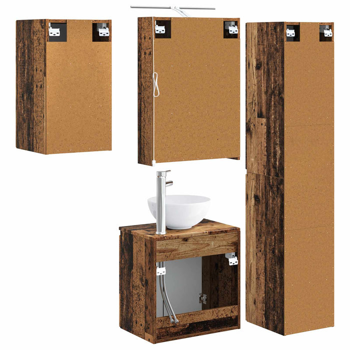 Set dulap baie 5 pcs Lemn vechi 50 x 14,5 x 70 cm WALTI