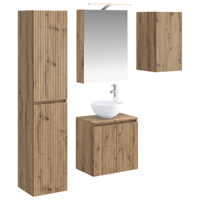 Set dulap baie 5 pcs Stejar Artizanal 50 x 14,5 x 70 cm WALTI