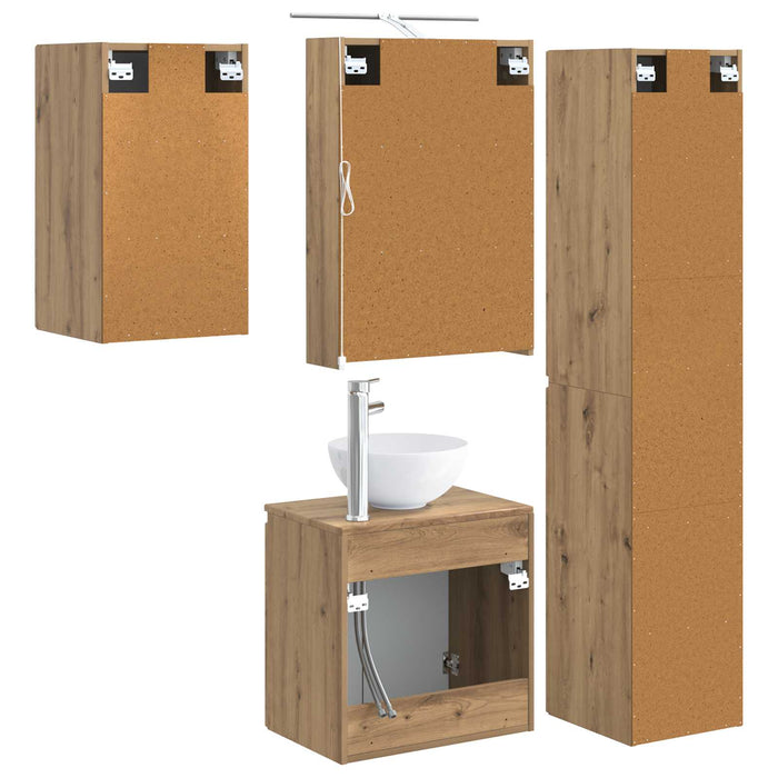 Set dulap baie 5 pcs Stejar Artizanal 50 x 14,5 x 70 cm WALTI