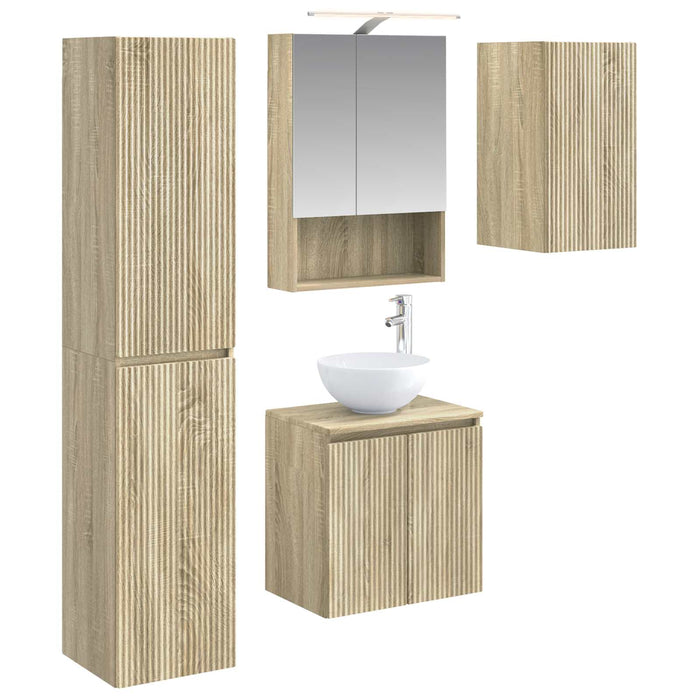 Set dulap baie 5 pcs Stejar Sonoma 50 x 14,5 x 70 cm WALTI