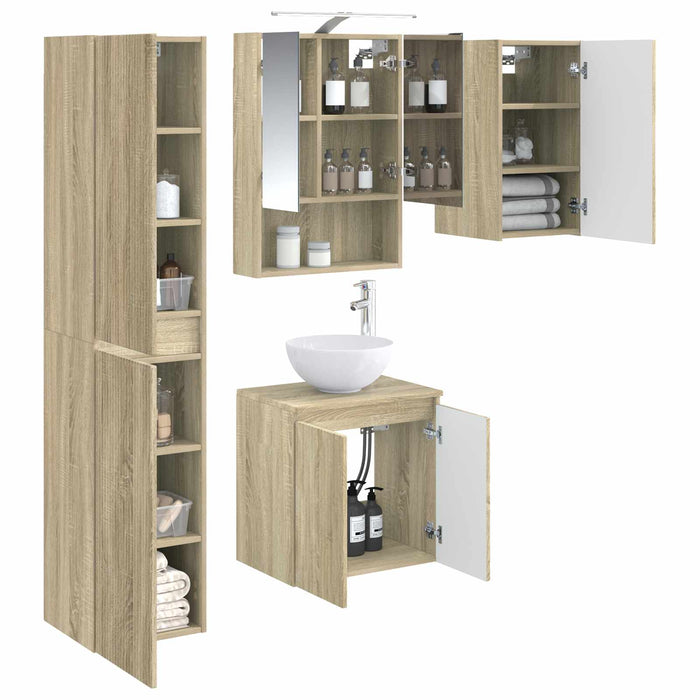 Set dulap baie 5 pcs Stejar Sonoma 50 x 14,5 x 70 cm WALTI