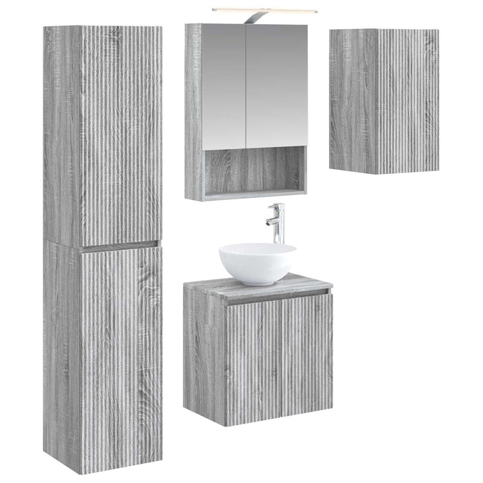 Set dulap baie 5 pcs Sonoma gri 50 x 14,5 x 70 cm WALTI