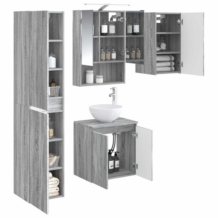 Set dulap baie 5 pcs Sonoma gri 50 x 14,5 x 70 cm WALTI