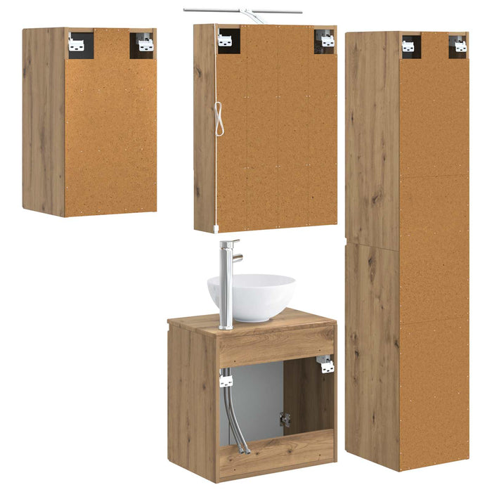 Set dulap baie 5 pcs Stejar Artizanal 50 x 14,5 x 70 cm WALTI