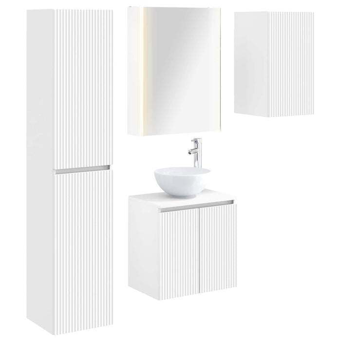 Set dulap baie 5 pcs Alb 53 x 15,5 x 70 cm Lemn prelucrat WALTI