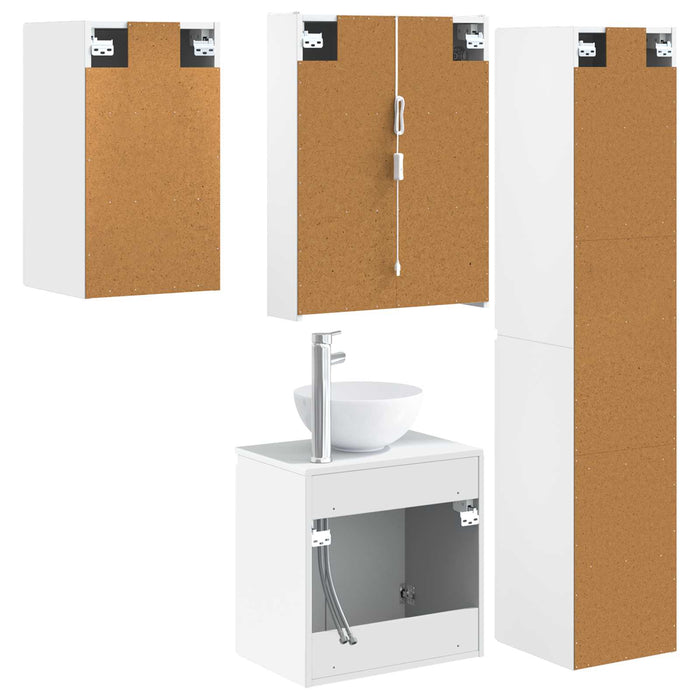 Set dulap baie 5 pcs Alb 53 x 15,5 x 70 cm Lemn prelucrat WALTI