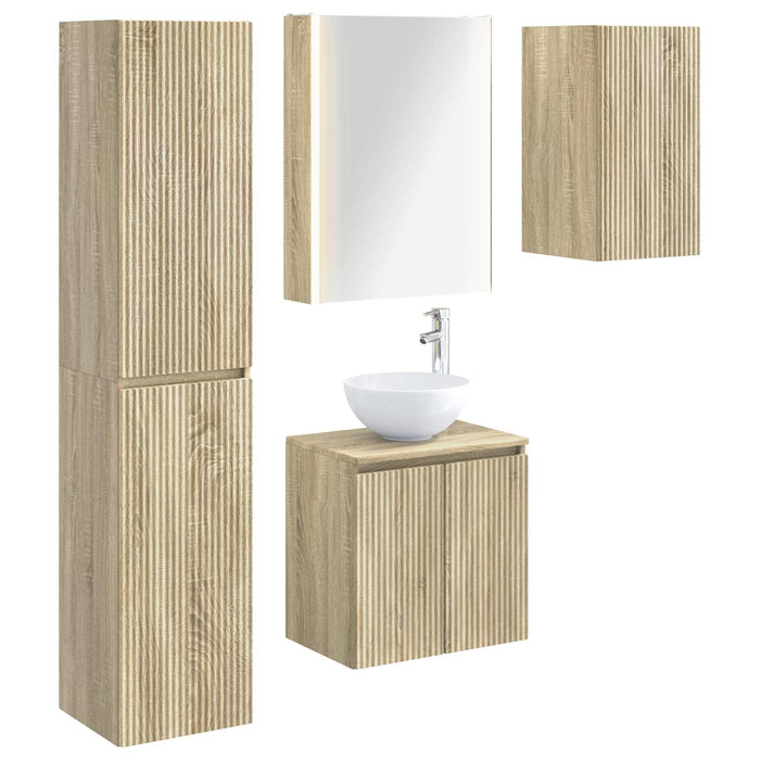 Set dulap baie 5 pcs Stejar Sonoma 53 x 15,5 x 70 cm WALTI