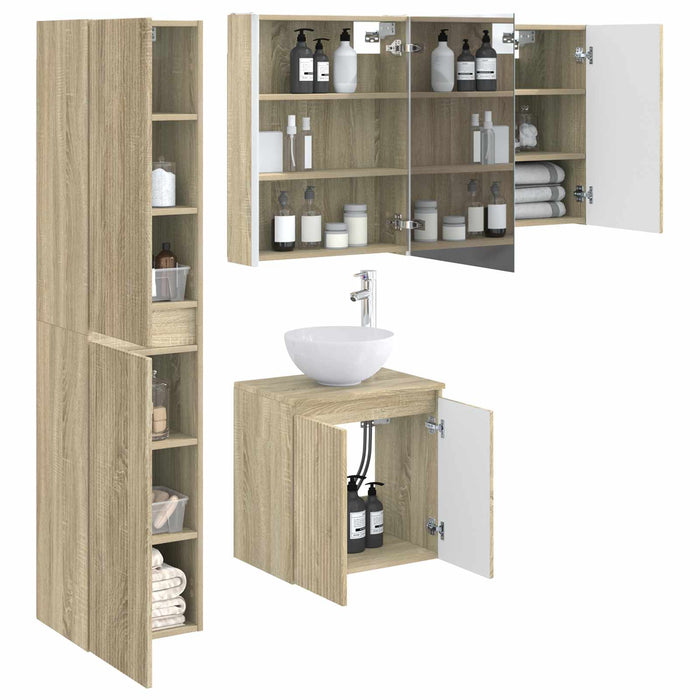 Set dulap baie 5 pcs Stejar Sonoma 53 x 15,5 x 70 cm WALTI