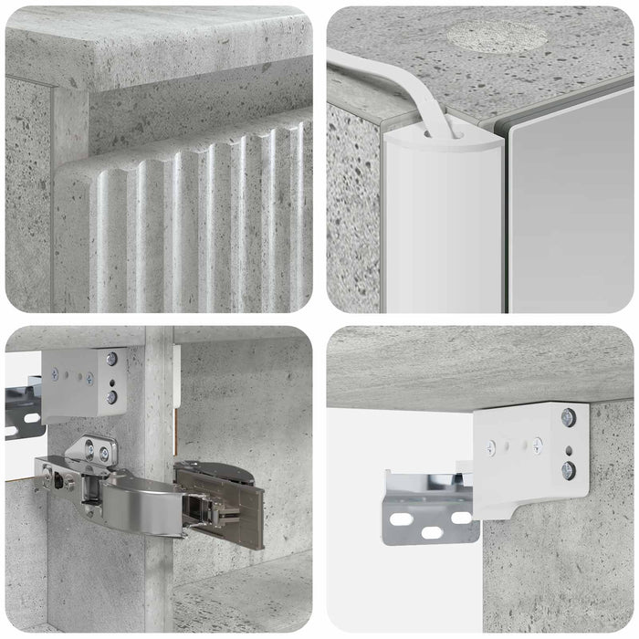 Set dulap baie 5 pcs Gri Beton 53 x 15,5 x 70 cm Lemn prelucrat WALTI