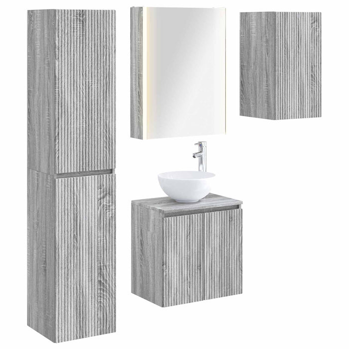 Set dulap baie 5 pcs Sonoma gri 53 x 15,5 x 70 cm WALTI