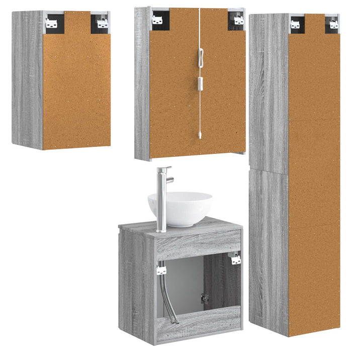Set dulap baie 5 pcs Sonoma gri 53 x 15,5 x 70 cm WALTI