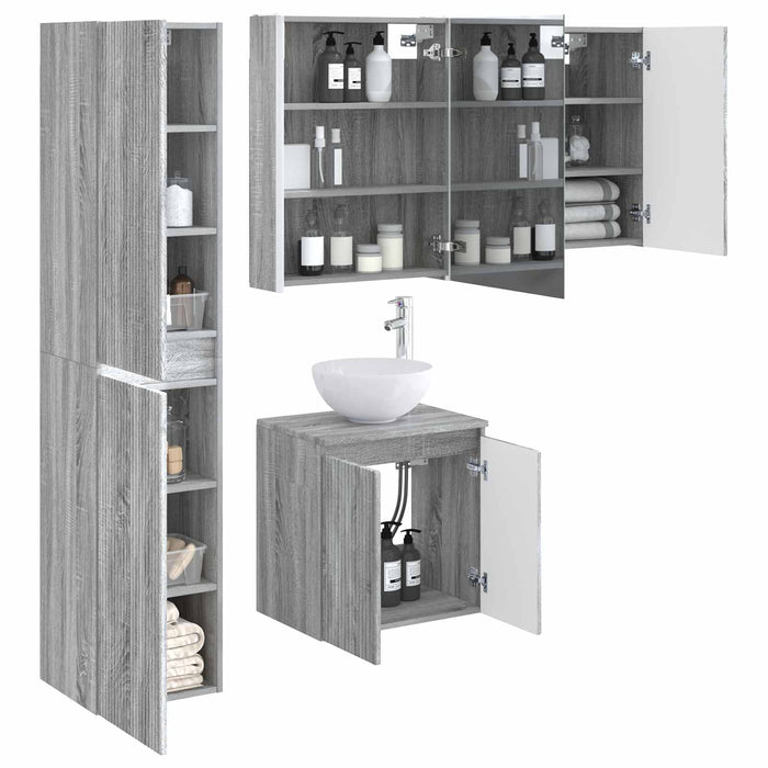 Set dulap baie 5 pcs Sonoma gri 53 x 15,5 x 70 cm WALTI