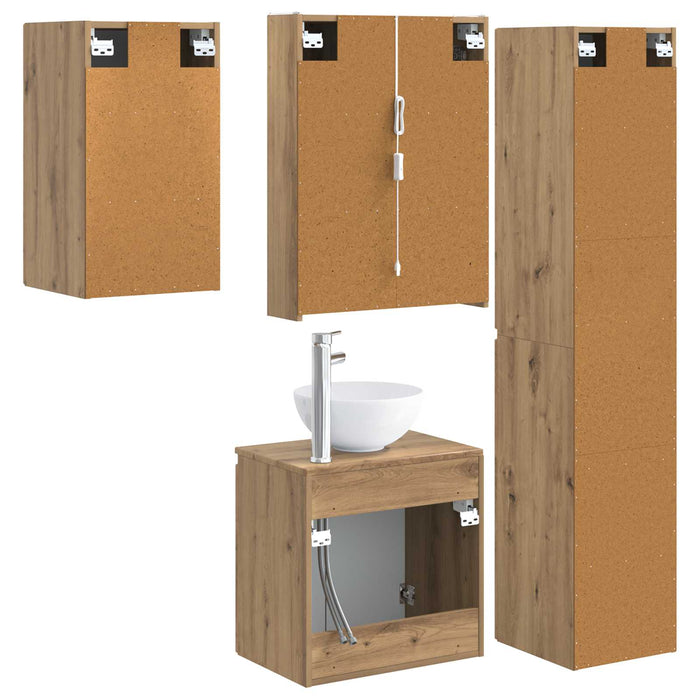Set dulap baie 5 pcs Stejar Artizanal 53 x 15,5 x 70 cm WALTI
