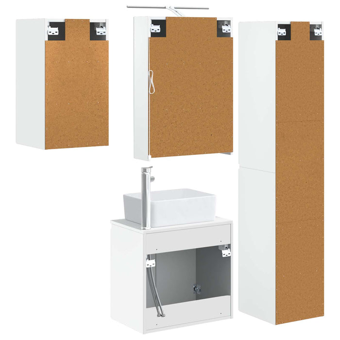 Set dulap baie 5 pcs Alb 50 x 14,5 x 70 cm Lemn prelucrat WALTI