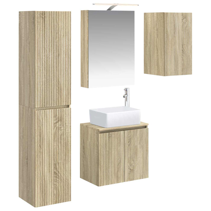 Set dulap baie 5 pcs Stejar Sonoma 50 x 14,5 x 70 cm WALTI