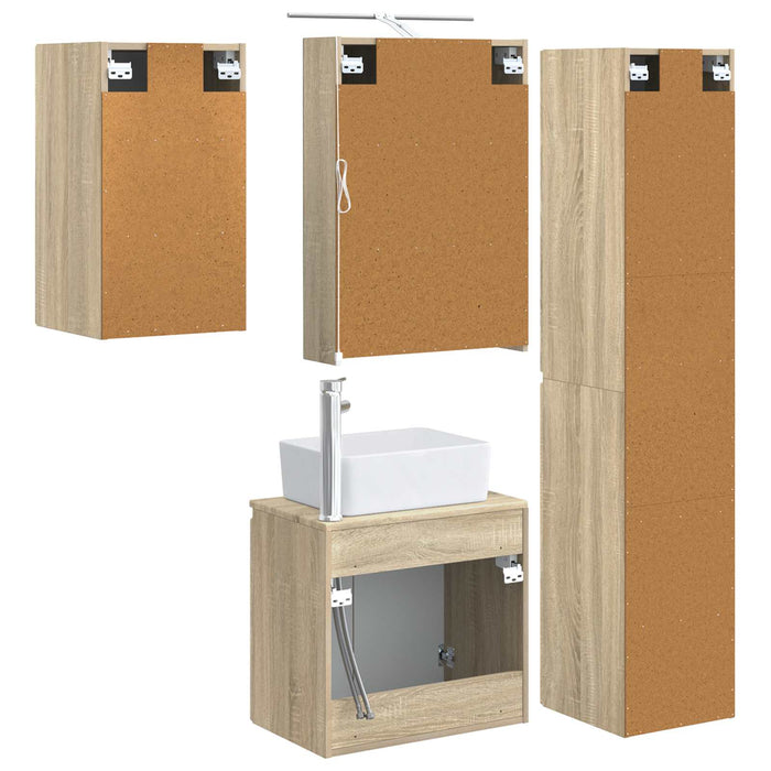 Set dulap baie 5 pcs Stejar Sonoma 50 x 14,5 x 70 cm WALTI