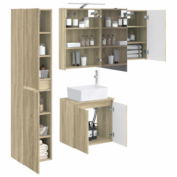 Set dulap baie 5 pcs Stejar Sonoma 50 x 14,5 x 70 cm WALTI