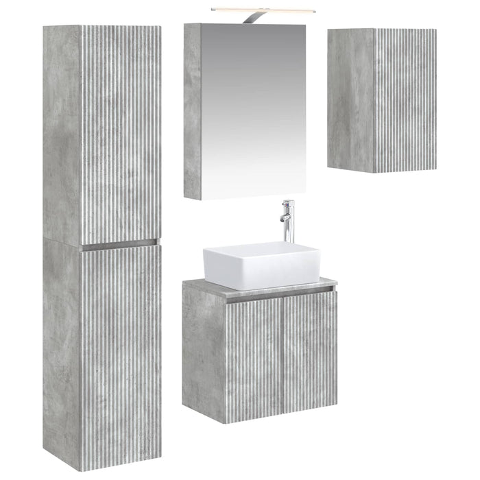 Set dulap baie 5 pcs Gri Beton 50 x 14,5 x 70 cm Lemn prelucrat WALTI