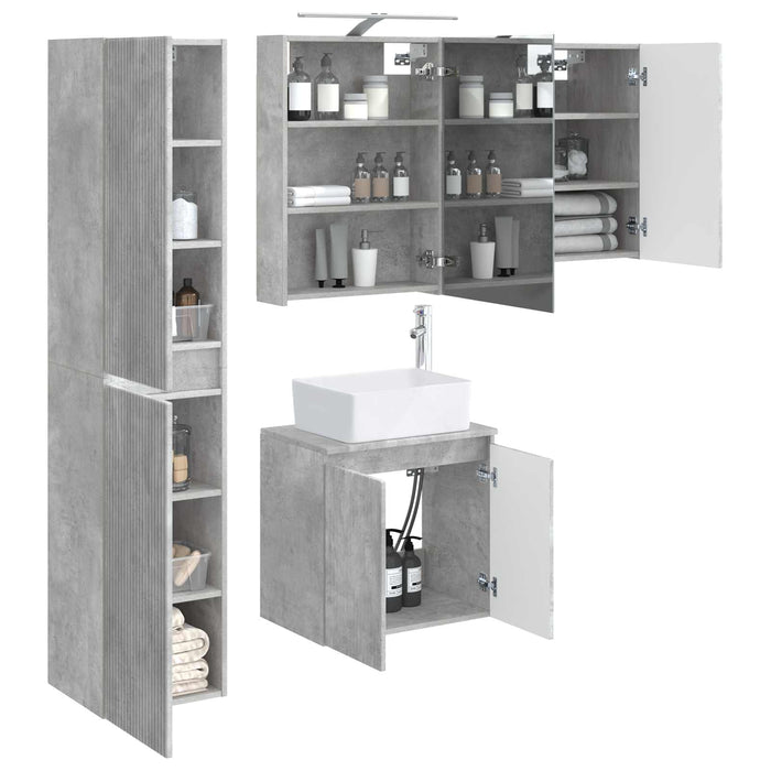 Set dulap baie 5 pcs Gri Beton 50 x 14,5 x 70 cm Lemn prelucrat WALTI