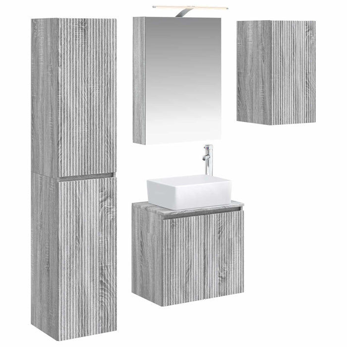 Set dulap baie 5 pcs Sonoma gri 50 x 14,5 x 70 cm WALTI
