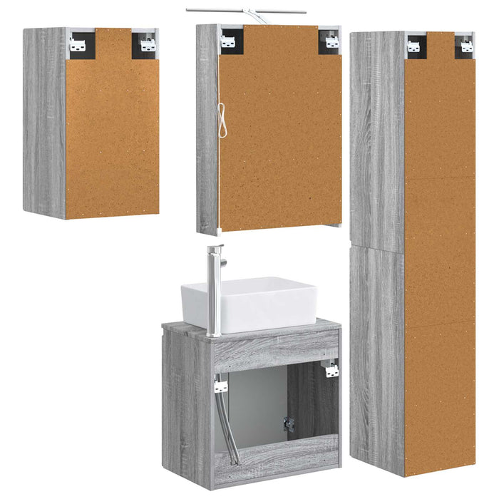 Set dulap baie 5 pcs Sonoma gri 50 x 14,5 x 70 cm WALTI