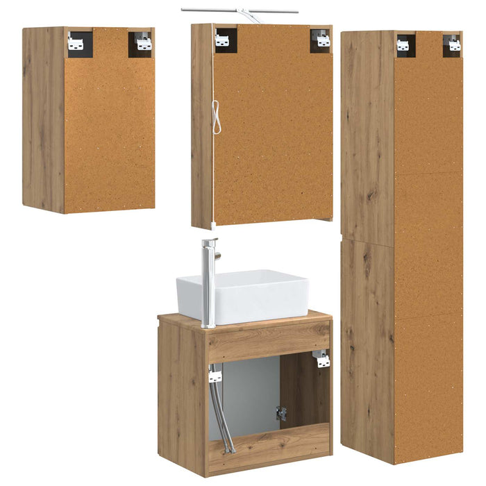 Set dulap baie 5 pcs Stejar Artizanal 50 x 14,5 x 70 cm WALTI