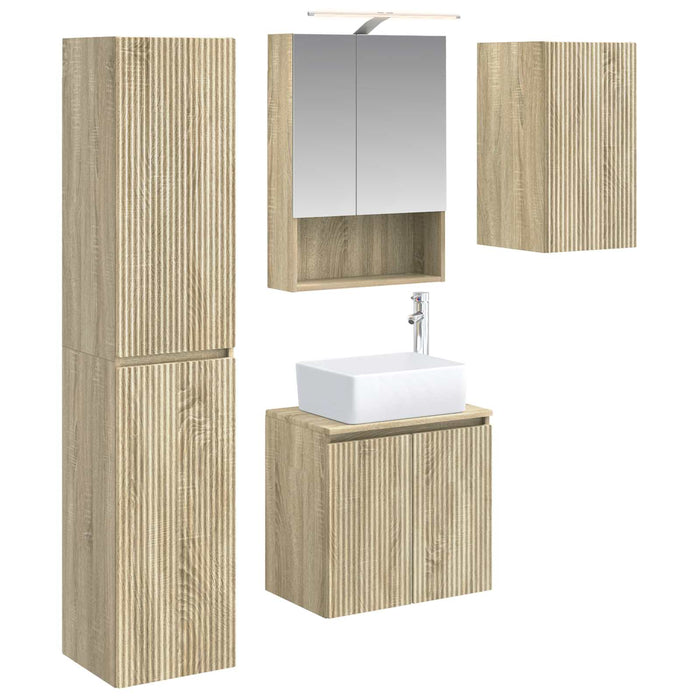 Set dulap baie 5 pcs Stejar Sonoma 50 x 14,5 x 70 cm WALTI