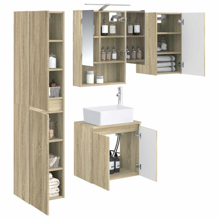 Set dulap baie 5 pcs Stejar Sonoma 50 x 14,5 x 70 cm WALTI