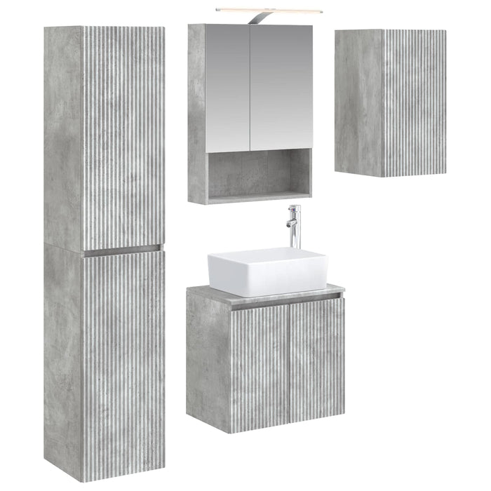 Set dulap baie 5 pcs Gri Beton 50 x 14,5 x 70 cm Lemn prelucrat WALTI