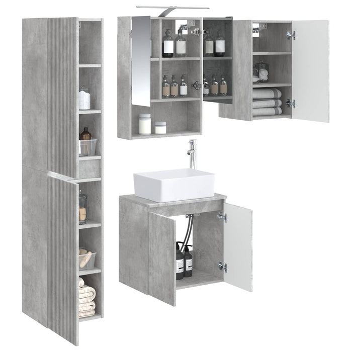 Set dulap baie 5 pcs Gri Beton 50 x 14,5 x 70 cm Lemn prelucrat WALTI