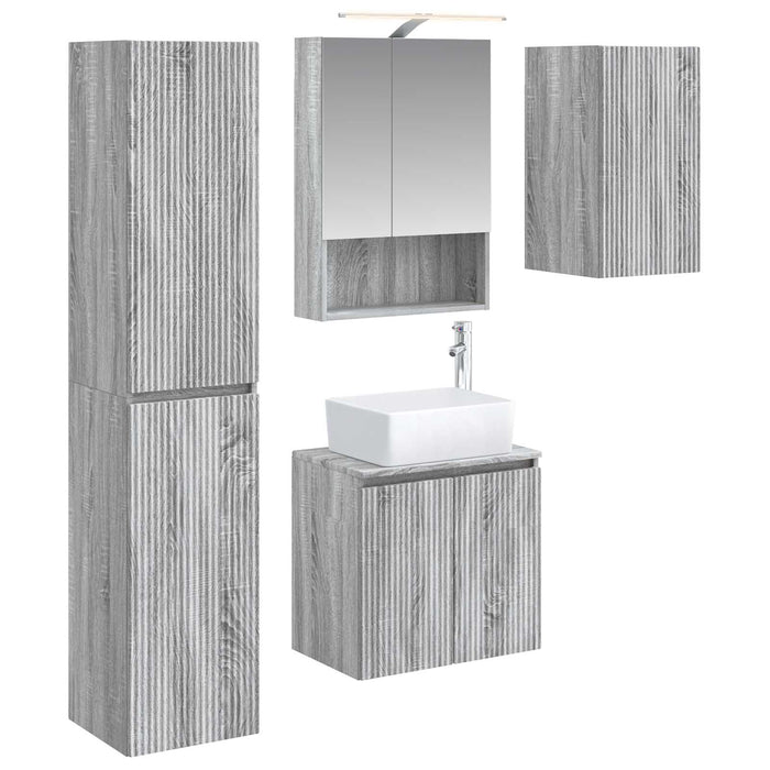 Set dulap baie 5 pcs Sonoma gri 50 x 14,5 x 70 cm WALTI