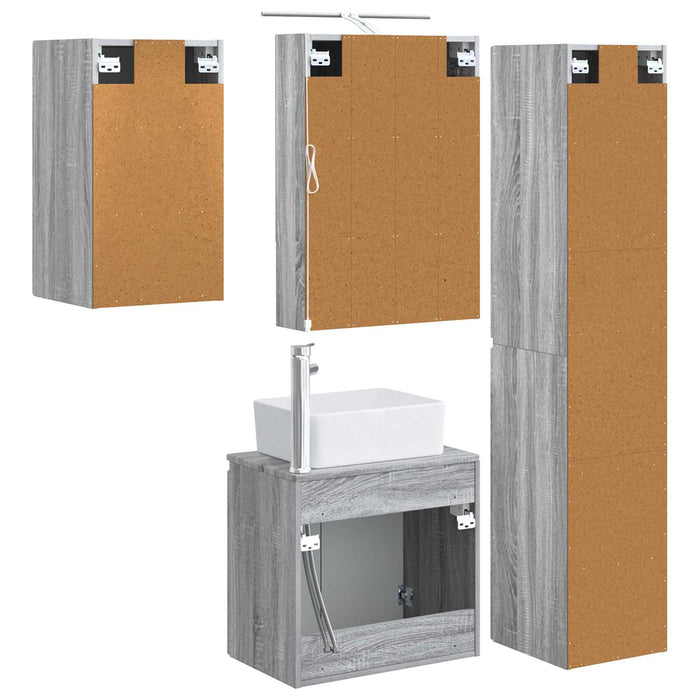 Set dulap baie 5 pcs Sonoma gri 50 x 14,5 x 70 cm WALTI