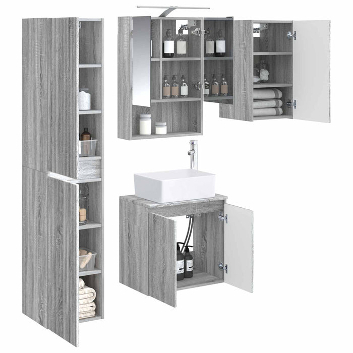 Set dulap baie 5 pcs Sonoma gri 50 x 14,5 x 70 cm WALTI