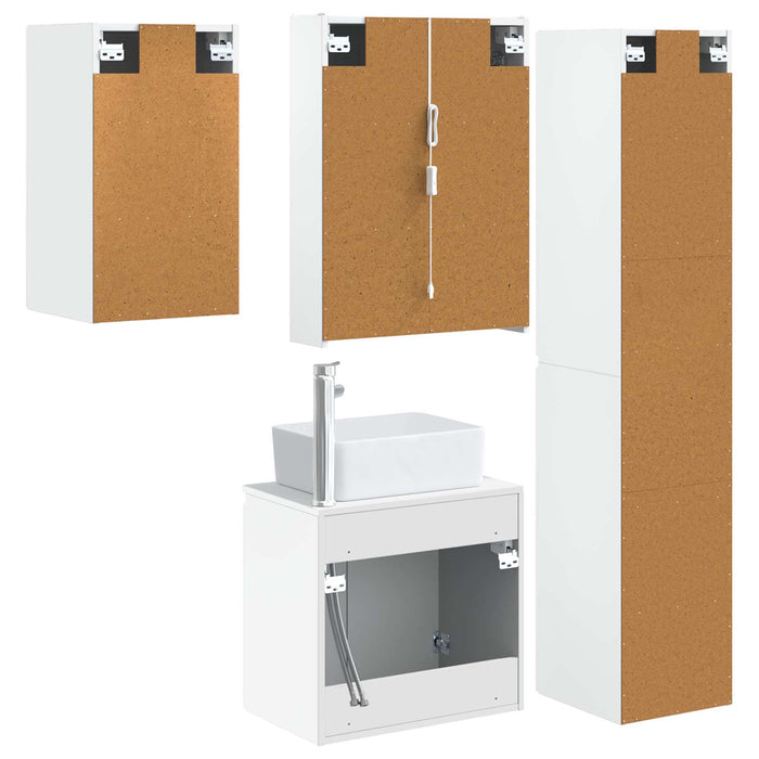 Set dulap baie 5 pcs Alb 53 x 15,5 x 70 cm Lemn prelucrat WALTI