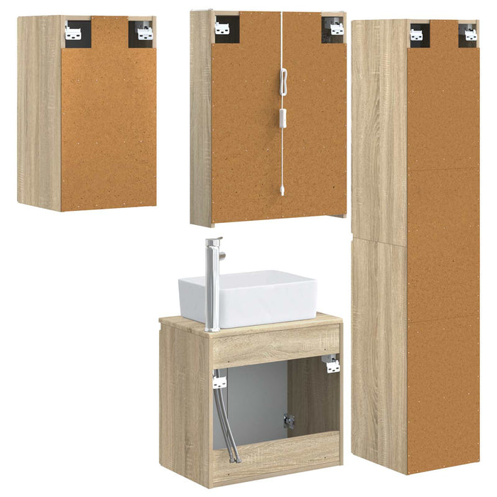 Set dulap baie 5 pcs Stejar Sonoma 53 x 15,5 x 70 cm WALTI