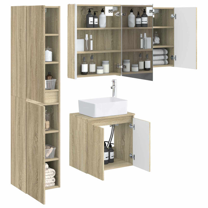 Set dulap baie 5 pcs Stejar Sonoma 53 x 15,5 x 70 cm WALTI