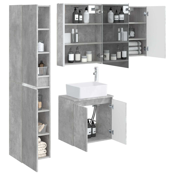 Set dulap baie 5 pcs Gri Beton 53 x 15,5 x 70 cm Lemn prelucrat WALTI