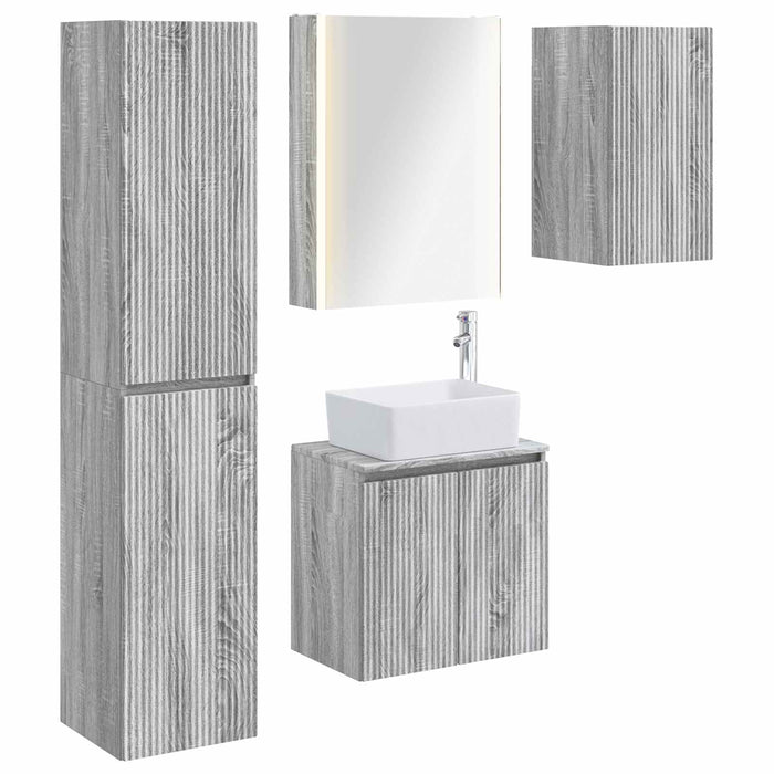 Set dulap baie 5 pcs Sonoma gri 53 x 15,5 x 70 cm WALTI