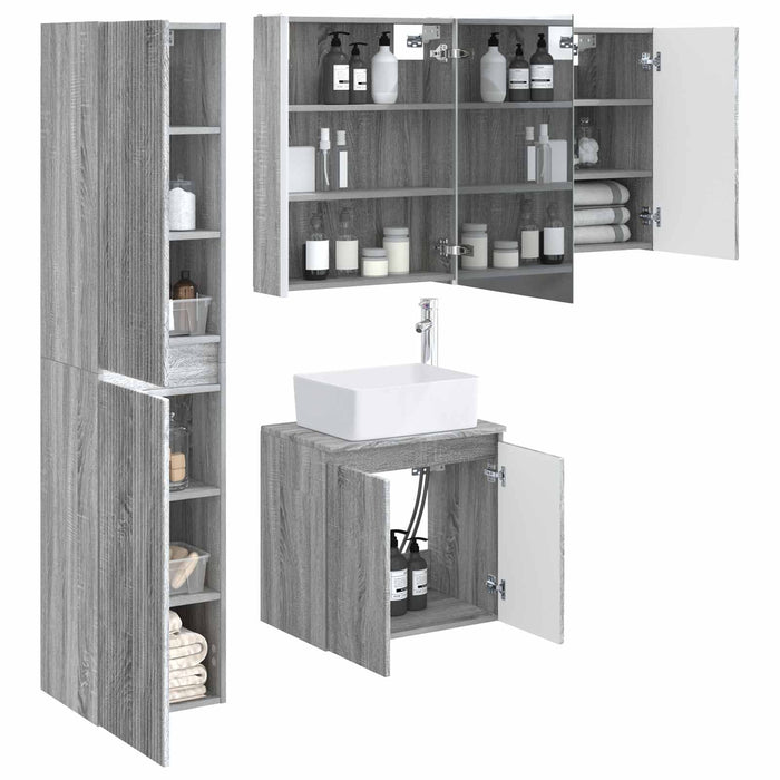 Set dulap baie 5 pcs Sonoma gri 53 x 15,5 x 70 cm WALTI