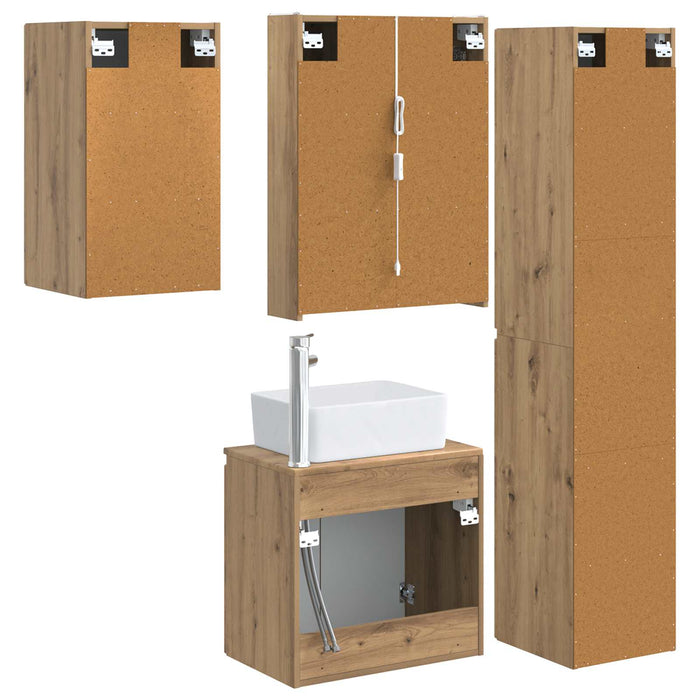 Set dulap baie 5 pcs Stejar Artizanal 53 x 15,5 x 70 cm WALTI