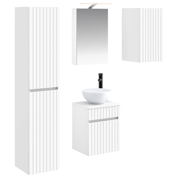 Set dulap baie 5 pcs Alb 40 x 10,5 x 60,5 cm Lemn prelucrat WALTI