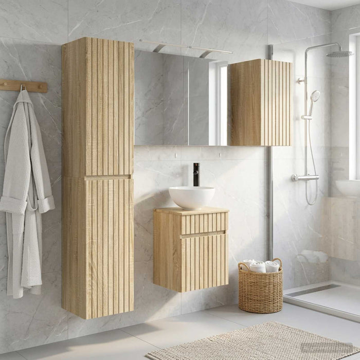 Set dulap baie 5 pcs Stejar Sonoma 40 x 10,5 x 60,5 cm WALTI
