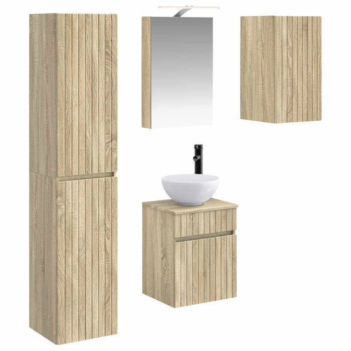 Set dulap baie 5 pcs Stejar Sonoma 40 x 10,5 x 60,5 cm WALTI