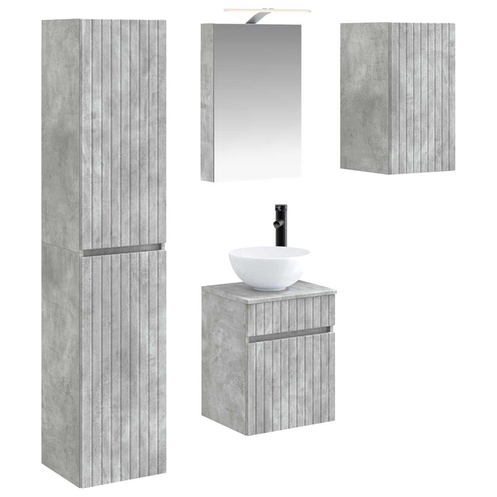 Set dulap baie 5 pcs Gri Beton 40 x 10,5 x 60,5 cm WALTI