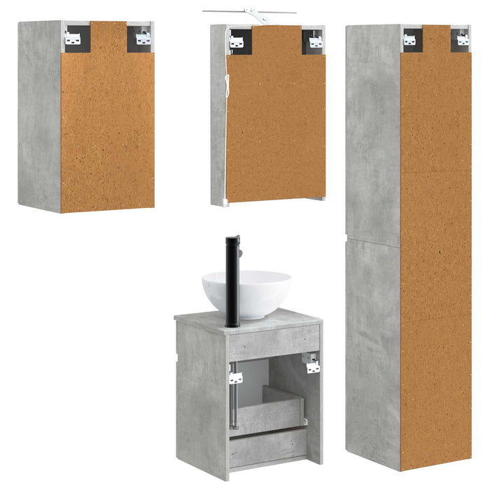 Set dulap baie 5 pcs Gri Beton 40 x 10,5 x 60,5 cm WALTI
