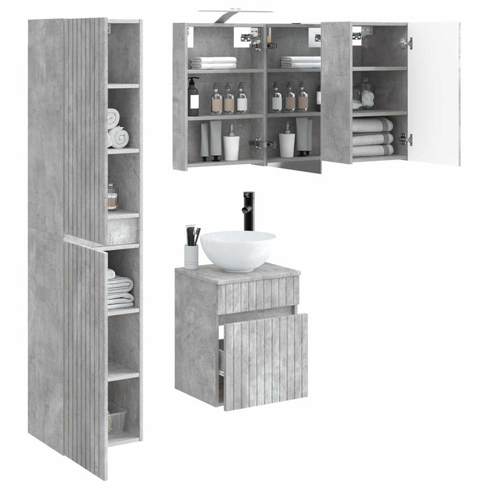 Set dulap baie 5 pcs Gri Beton 40 x 10,5 x 60,5 cm WALTI